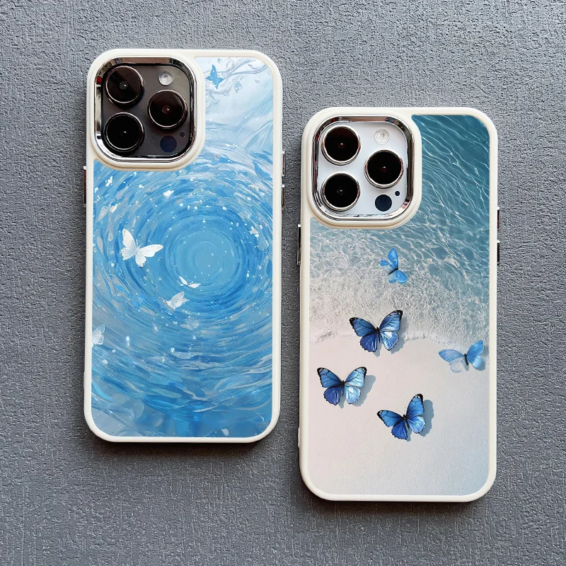 Blue Butterfly Ocean Waves Silicone Phone Case Cover