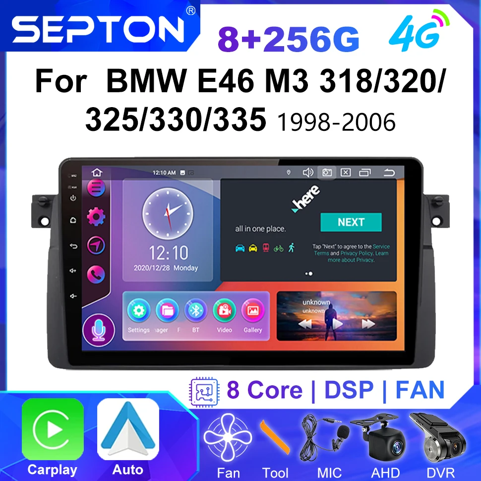 

SEPTON 2Din Android Auto Car Radio for BMW E46 M3 318/320/325/330/335 1998-2006 GPS Wireless CarPlay Multimedia Player Autoradio