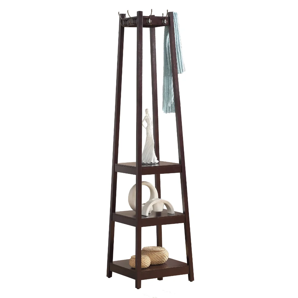 

US Free Shipping 3454EP Coat Rack with 3-Tier Storage Shelves, Strong and Durable,17.00 X 17.00 X 72.00 Inches