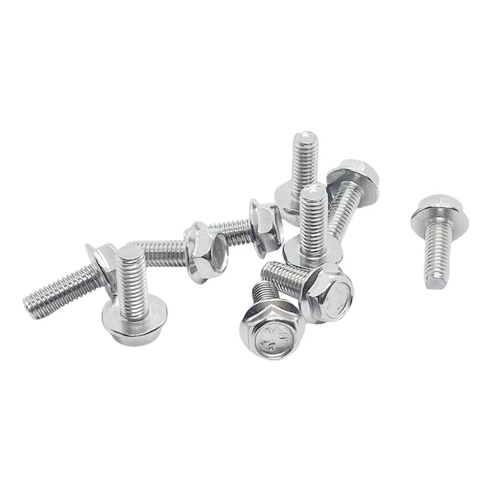 Stainless Steel Flange Surface Bolts Flat Head Hexagon Screws Bolts M6 Car Motorcycle Moped Scooter Tail Plates 10pcs