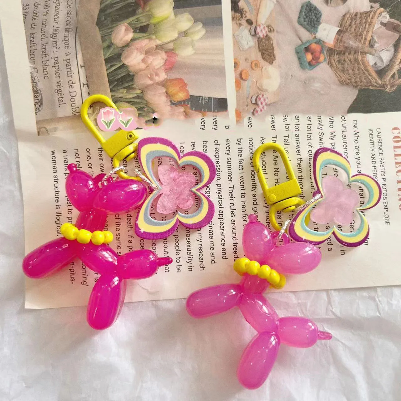 Key chain Kawaii Balloon Dog Keychain Models Girls Sweet Ins Style Balloon Dog Phone Chain Key Buckle Accessories Bag Pendant Toys