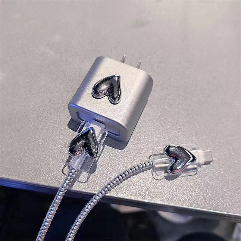 IPhone Charger Protective Cover Cute Data Cable Protection Case 20W 18W Charger USB Data Cord Spiral Winder Protective Charger Protective Cover Charger Protector Charger Protective Case Phone Adapter Protector Cable Protector Cable Wire Protector