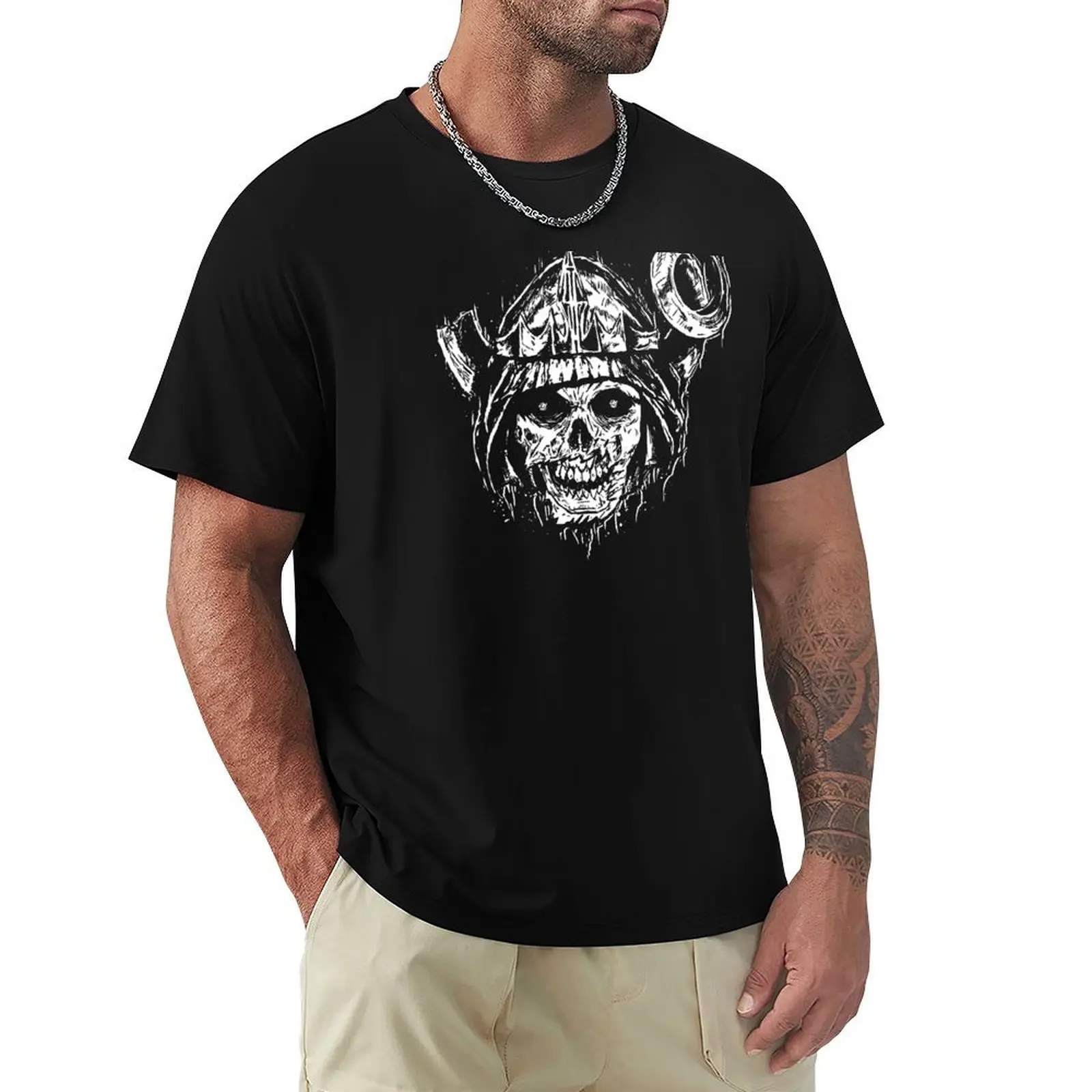 

Lich White T-shirt hippie clothes summer tops oversized t shirt men