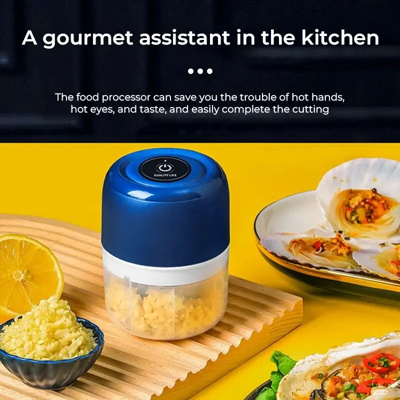 Wireless Electric Mini Garlic Press 250ml Auxiliary Food Cooking Machine Small Ha Household Kitchen Tools Meat Grinder Pepper 4