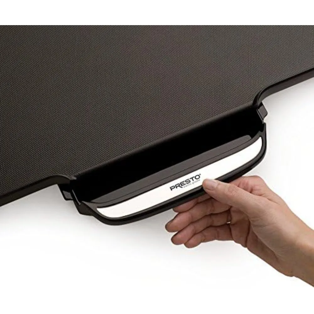 22-inch Electric Griddle With Removable Handles, Black,easy cleaning and compact storage,Slide-out drip tray removes