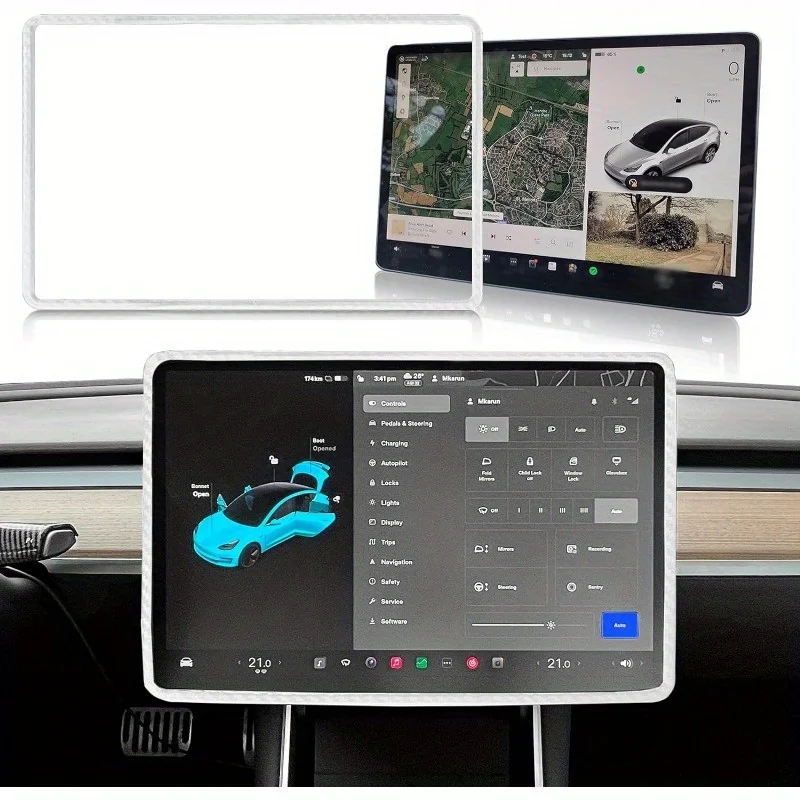 Screen Protector Frame Compatible with Tesla Model 3 Model Y Screen Edge Protector Cover Center Console Decoration
