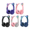 Cute Cat Ear Bluetooth Compatible Headset with LED Wireless Headset Children Girls Stereo Folding Sports Headset with Microphone 3