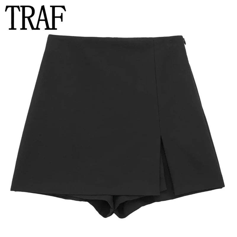 TRAF 2023 Black Skirt Shorts Women High Waist Shorts Woman Fashion