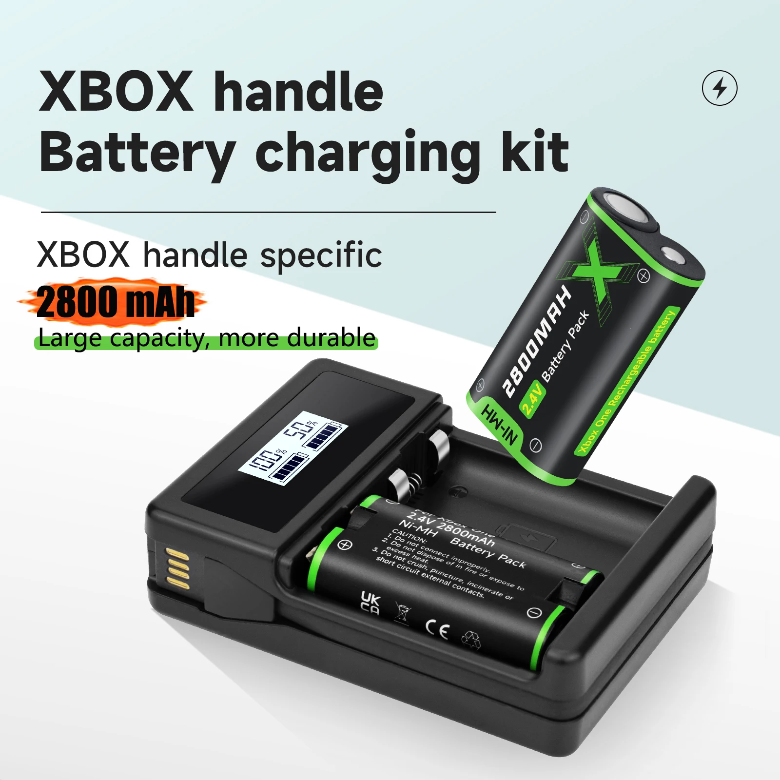 2800Mah Xbox Batteria Ricaricabile + Lcd Usb Dual Charger Per Xbox One/Xbox One S/Xbox One X/Xbox One Elite Controller Wireless