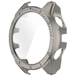 Premium Tempered Glass Protective Case with 2 - in - 1 Screen Protector - Anti - Scratch Full Coverage - Garmin Fenix8 51MM (Titanium)