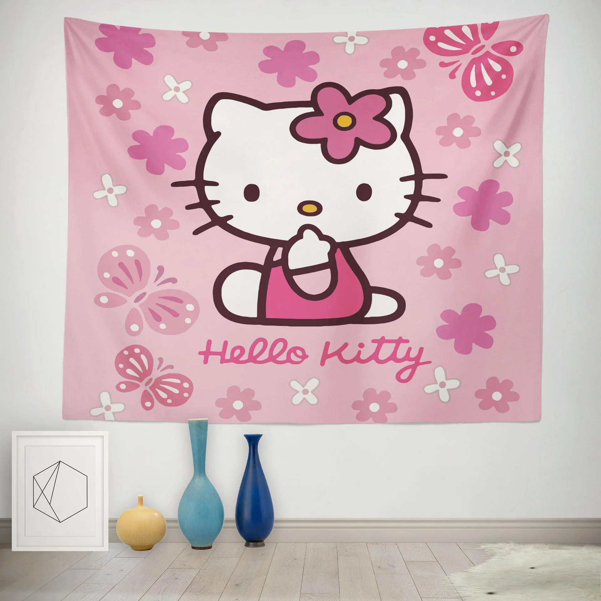 Kawaii Hello Kitty Hanging Tapestry Anime Kt Cat Cartoon