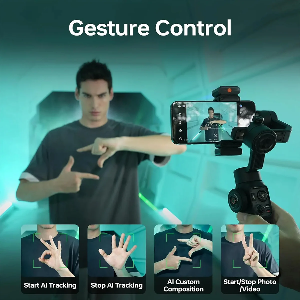ZHIYUN Smooth 5S AI 3-Axis Gimbal Stabilizer for iPhone 15 Pro Max Android Smartphones AI Tracker Video Recording