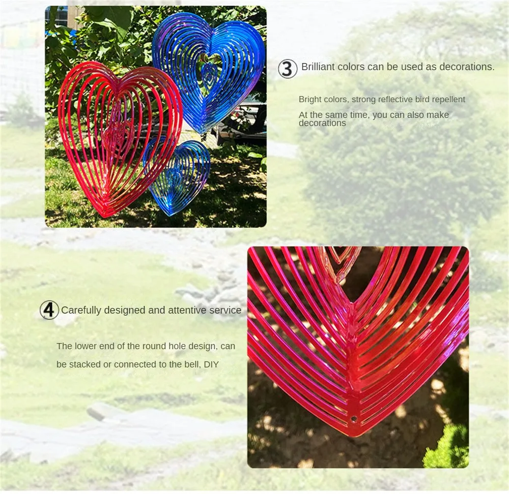 Description Picture 4 of itemGradient Color Wind Spinner Catcher Stainless Steel 3D Flowing Light Effect Wind Chimes Parts Outdoor Garden Yard Bedroom Decor