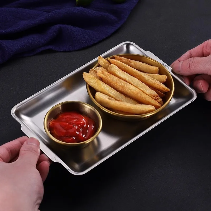 304 Stainless Steel Sauce Dishes Condiment Saucer Barbecue Restaurant Western Restaurant Salad Small Bowl Fries Ketchup Saucer