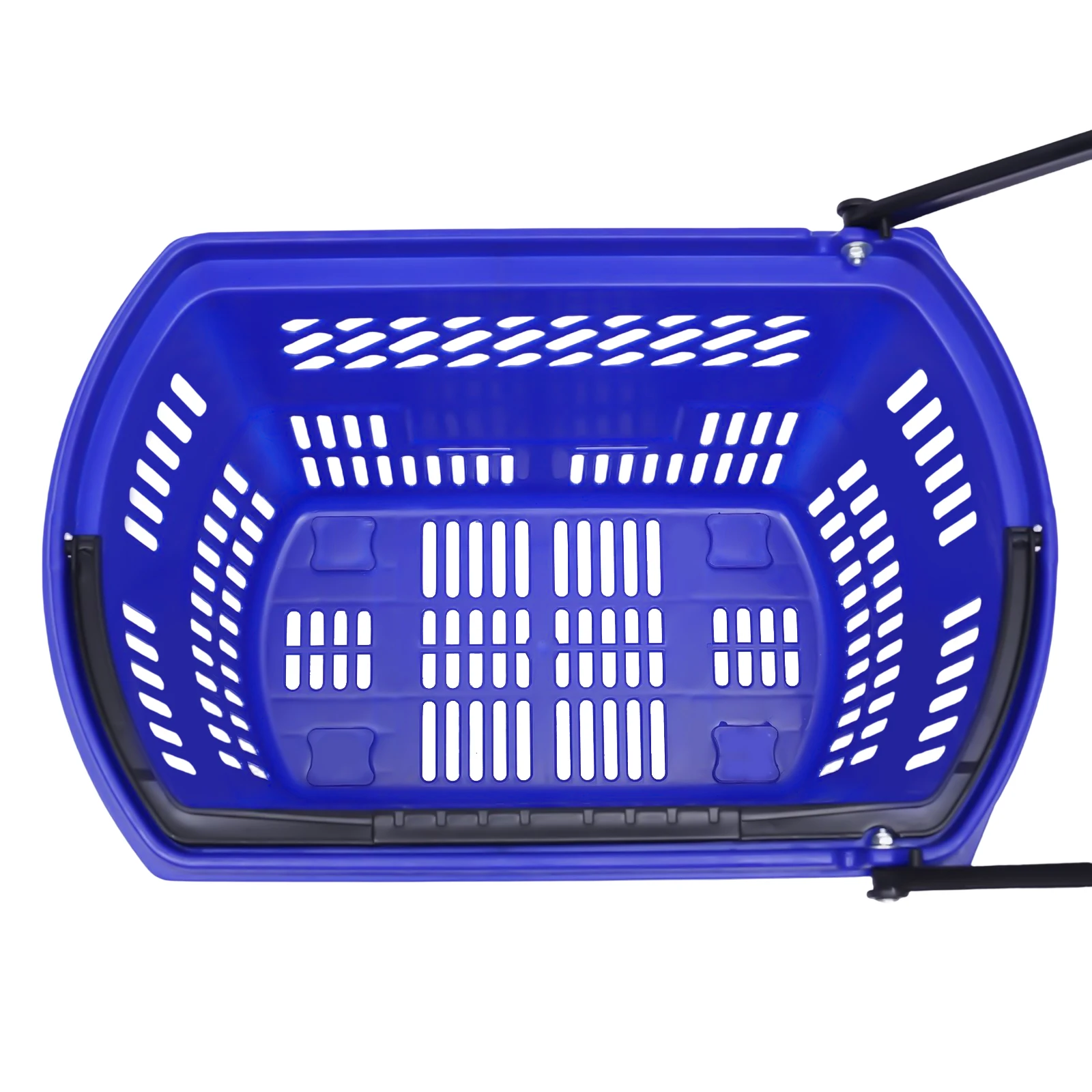 35L 6PCS Shopping Carts W/ Wheels & Handle Blue Plastic Rolling Portable Shopping Basket Set for Supermarkets Retail Stores