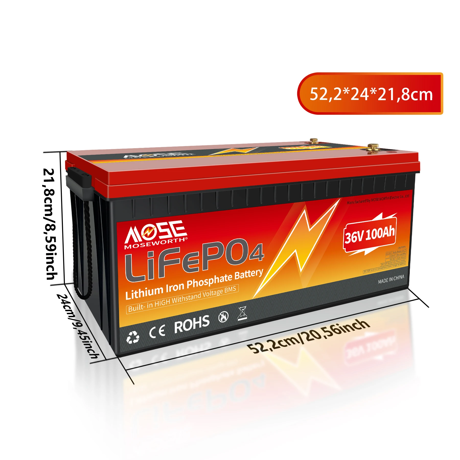 Batteria 36V 100Ah Lifepo4, Con Bms Sostituisce La Batteria Agm O Gel Surface Per Camper, Barche, Campeggio O Sistema Solare