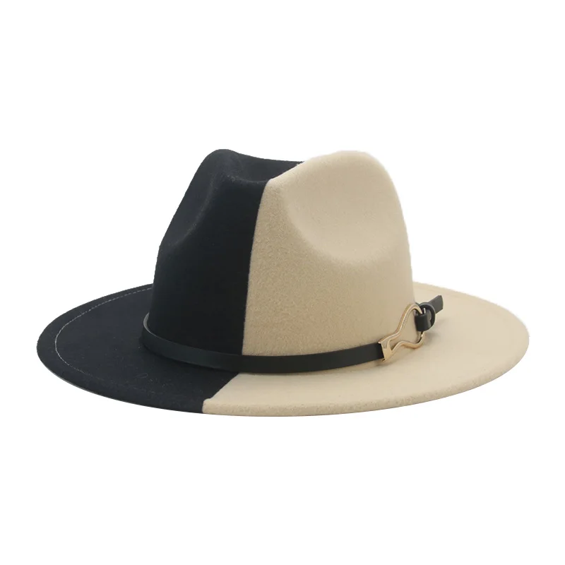 burgundy fedora hat Hat Hats for Women Fedoras Patchwork Felt Caps Men Fedora White Black New Fashion Luxury Hats for Men Sombreros De Mujer Gorros packable fedora Fedoras