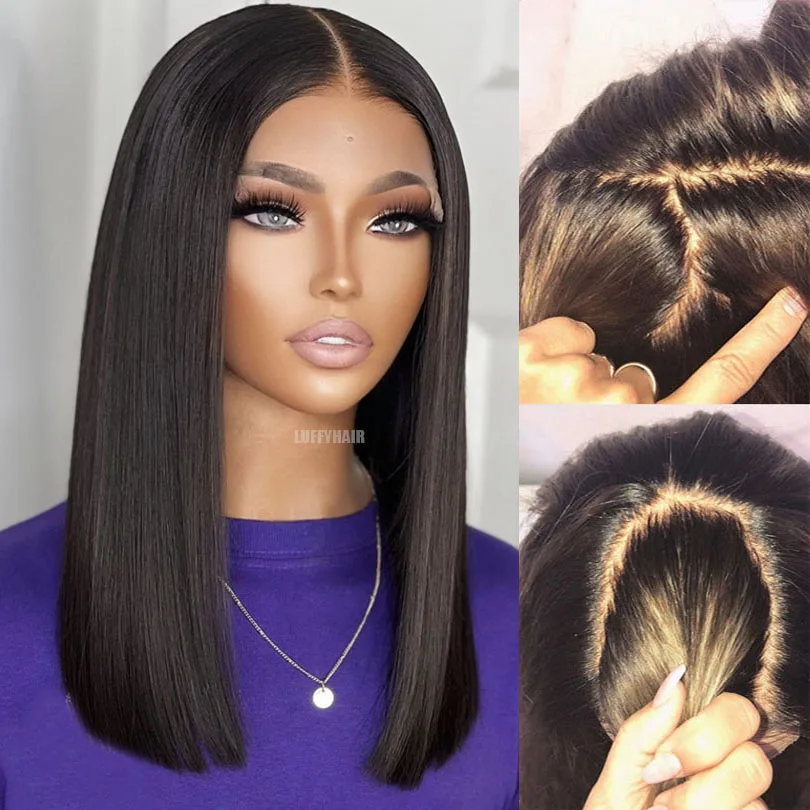 Bob Wig Human Hair Invisible Transparent Silk Base Full Lace Wig