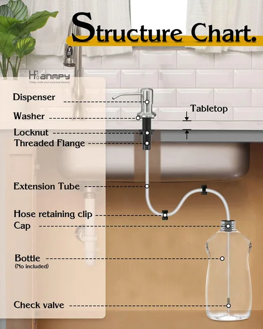 304 สแตนเลสสตีลกด-ประเภทอ่างล้างจานเครื่องจ่ายสบู่ 17 ออนซ์/500 มิลลิลิตร 120 มิลลิเมตรหลอดห้องครัวห้องน้ําปั๊มสบู่เหลว 4