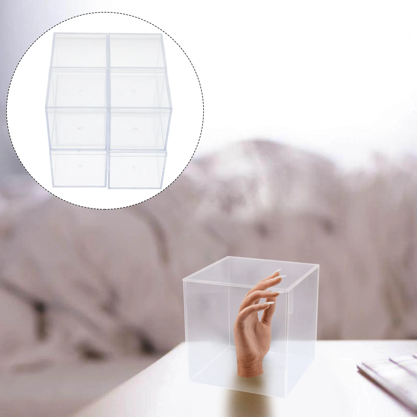 

8 шт. акриловые пластиковые коробки для хранения, квадратные контейнеры для хранения, подарочные коробки с крышкой