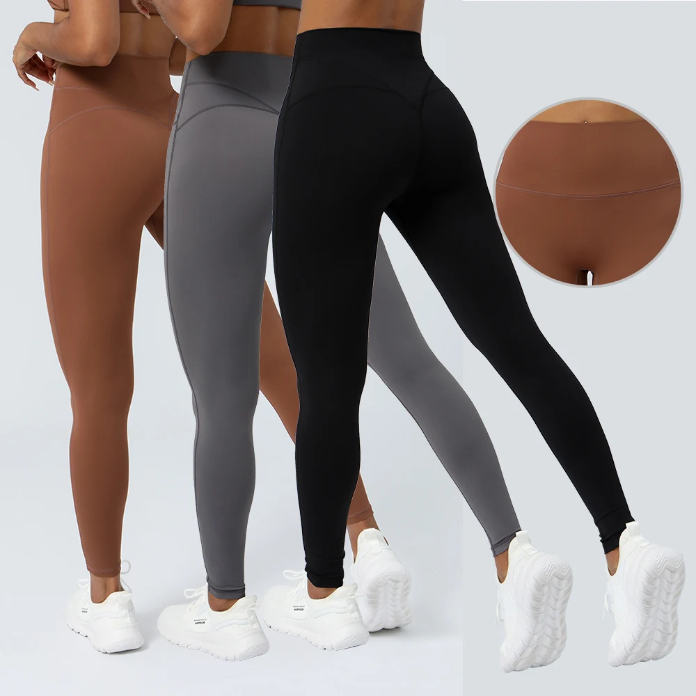 No Front Seam Yoga Pants High Waist Outdoor Running Hiking Butt