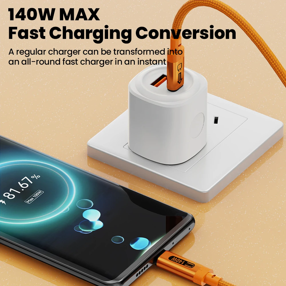 รูปสินค้า สายชาร์จ USB-C 140W ชาร์จเร็ว สำหรับ iPhone 17/Xiaomi/Samsung