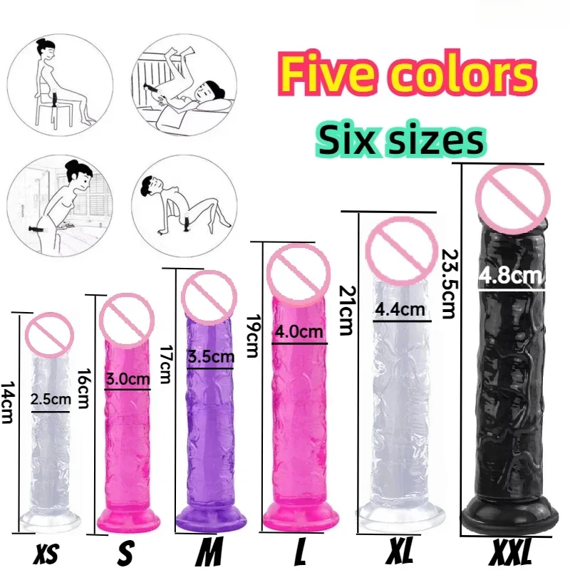 Sex Toys Dildos Sex Toys Dick Soft Female Vagina Clitoris Anal Masturbators Penis with Suction Cup 5 Colors Consolador Dildo Gode