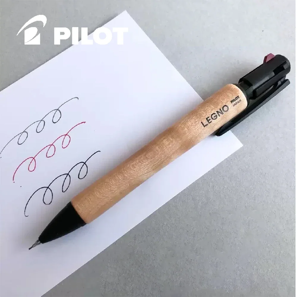 Multifunction Pen Wooden Rod Oil Ballpoint Pens Mechanical Pencil 1pcs Japan Pilot LEGNO 2+1 Black Red Core School Supplies multifunction pen