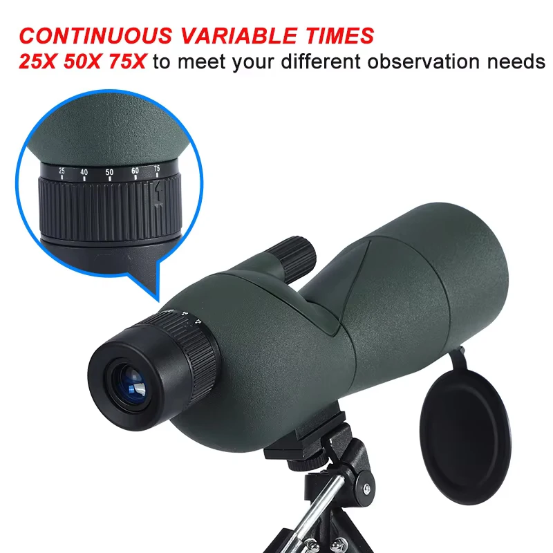 25-75x60 Spotting Scope Zoom Monocular high power telescope Bak4 Prism ED Lens For Outdoor Camping Bird Watching hunting