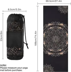 Enhanced Yoga Towel - Non - Slip, Quick - Dry with Corner Pocket - Perfect for Hot Yoga, Pilates, and Gym Workouts (Black Gold)