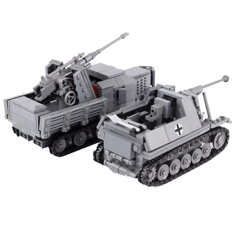 WW2 Sdkfz 251/17 Anti-aircraft Tank Building Blocks Marder Military Armored  Vehicle German Army Soldier Figures Weapon Toy Brick