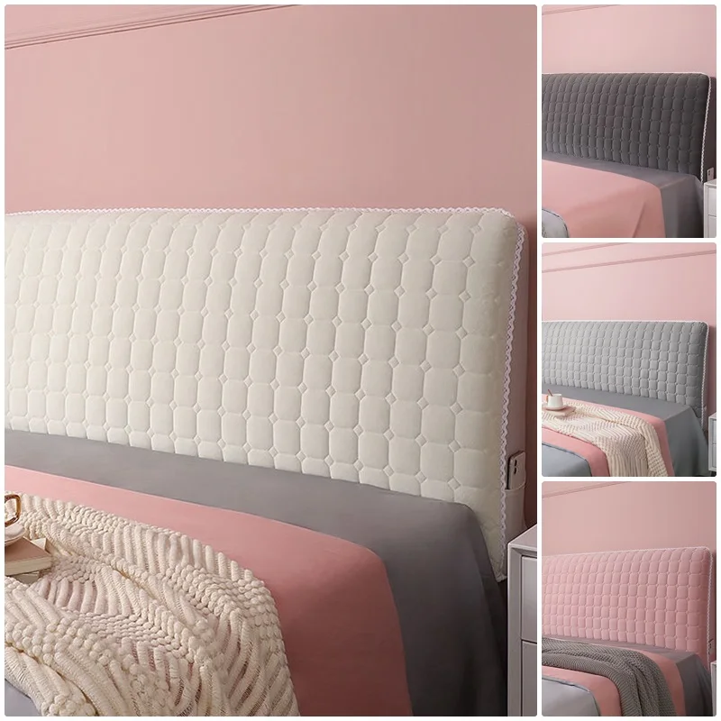 NordicSolidColorQuiltedBedHeadCoverAllinclusiveThickenVelvet