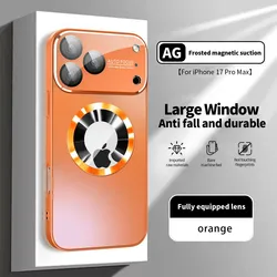 Titanium Metallic Luxury Matte Case with Glass Lens Camera Protection and MagSafe Compatibility - iPhone 14 Plus (Orange)