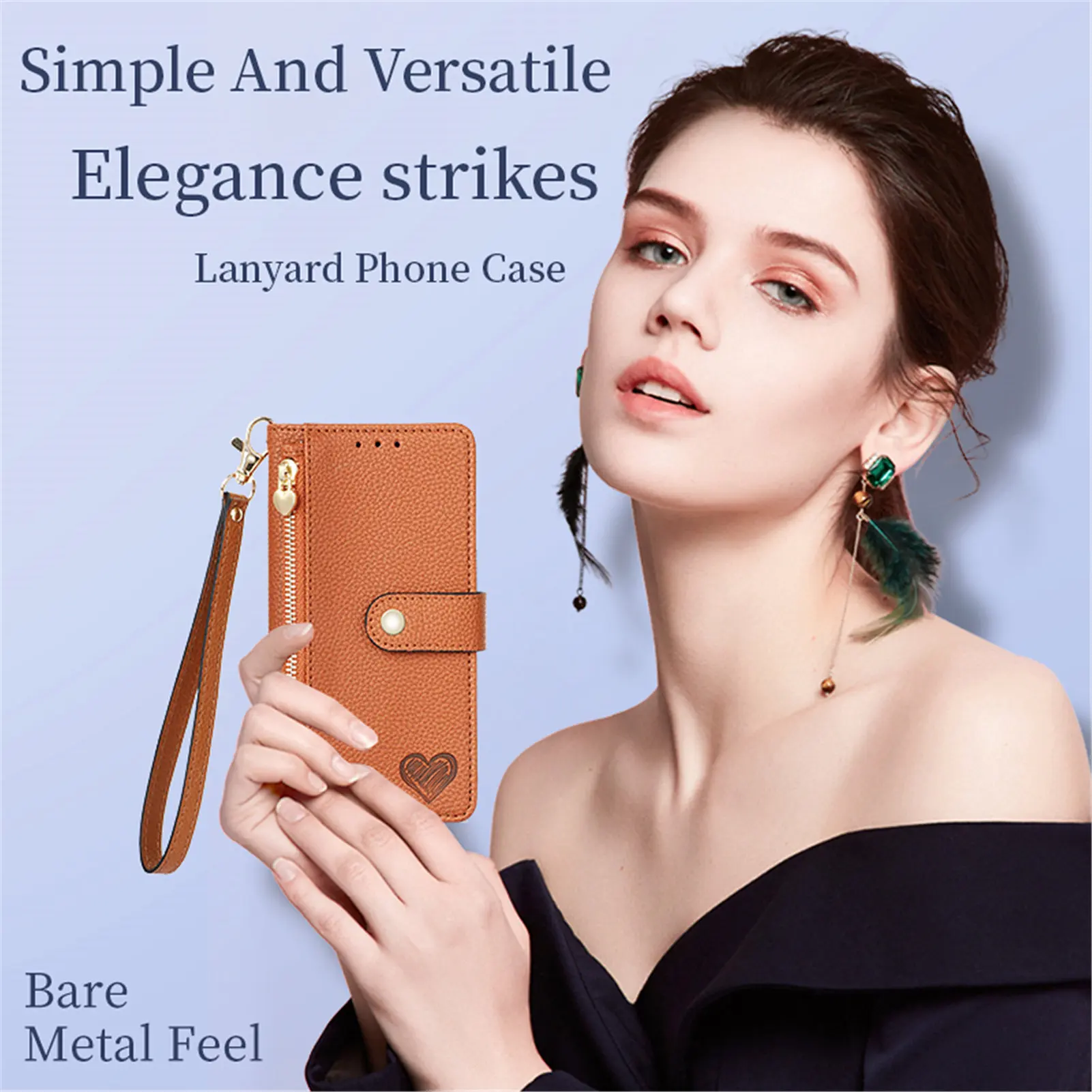 Wallet Case For Vivo Y15 Y16 Y17 Y19 Y20 Zip Card Pocket Stand Flap With Lanyard Pu Cover For Y27 Y31s Y33 Y35 Y50 Y30