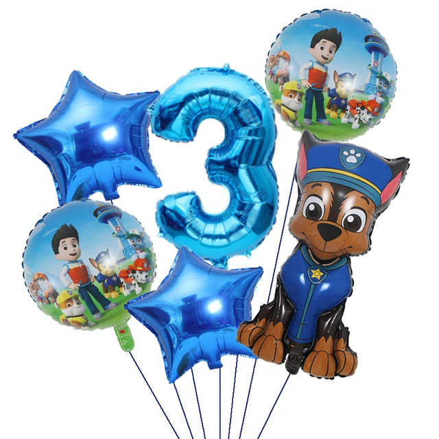 6pcs/set Paw Patrol Pink Skye Puppy Number Balloon Little Girl Foil Ballon for Baby Kids Girl Birthday Party Decoration Supplies 4