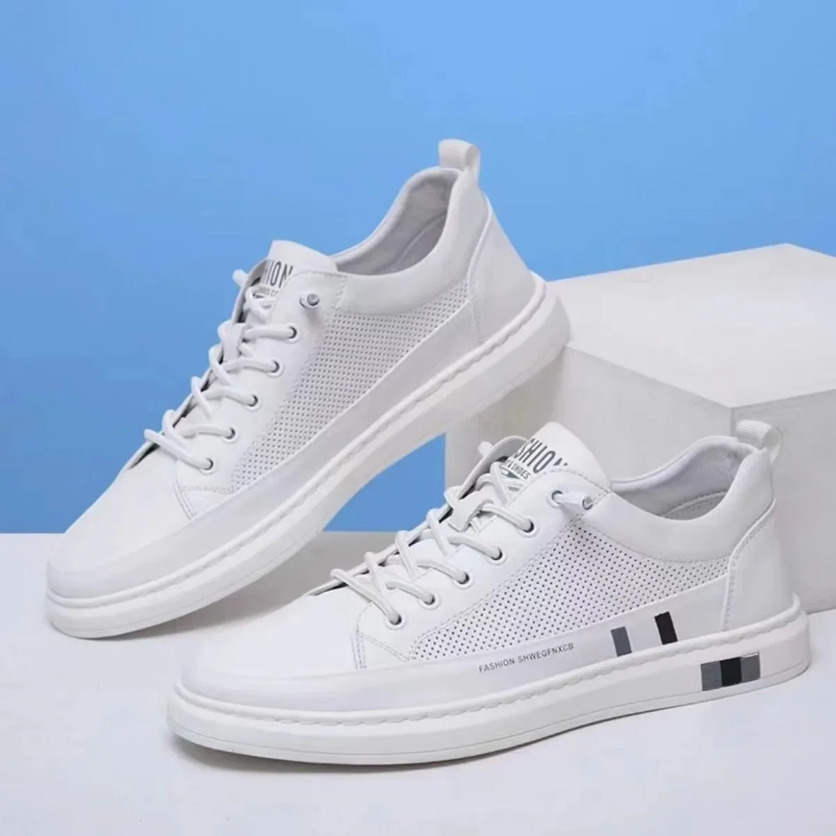 Men's shoes New style ice silk shoes Fashion breathable crocodile pattern small white casual shoes men shoes  sneakers 6