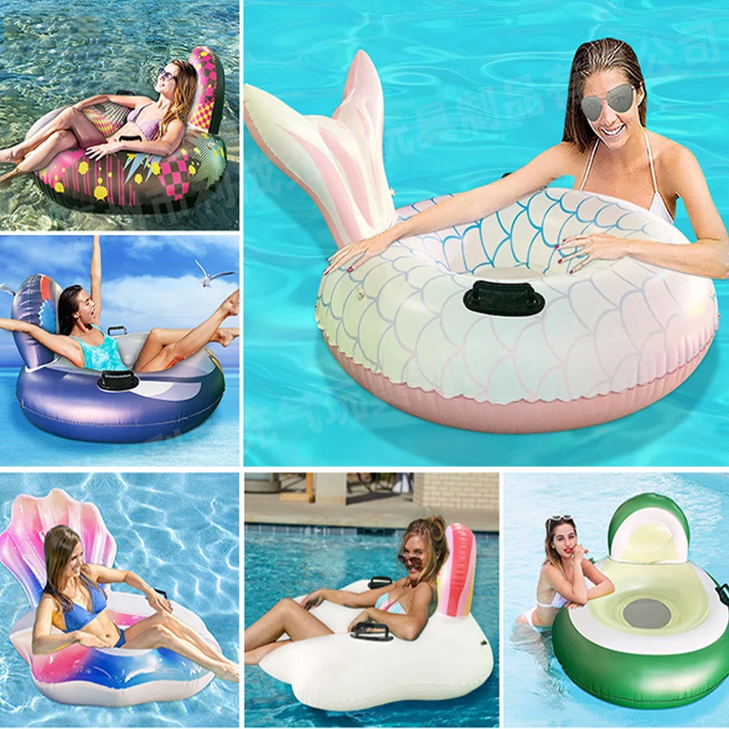 

Inflatable Mermaid Seashell Avocado Ran Swim Tube Rings Beach Floaties Swimming Toys Lake Beach Floaty Summer Pool Float Raft