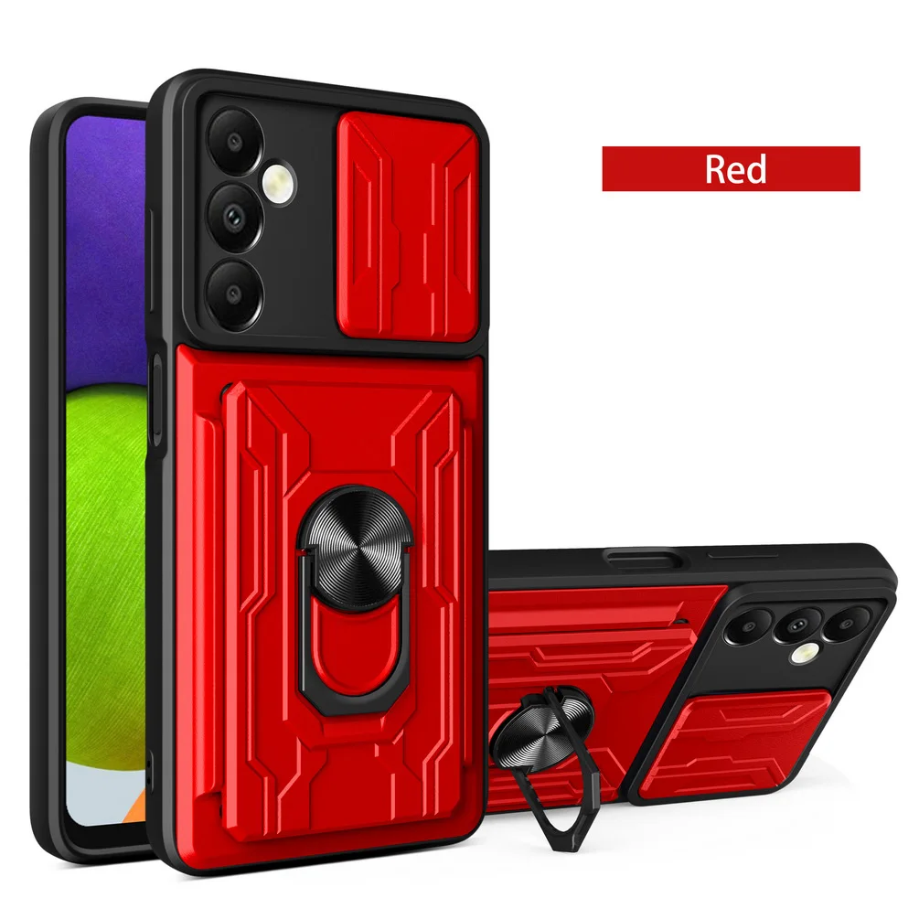 Card Slot Camera Protect Case with Armor Hybrid Ring Cover