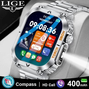 LIGE Men's Smart Watch Health Sleep Monitoring Outdoor Sports Flashlight Compass Bluetooth Call Women's Watches Clearance Sale 1