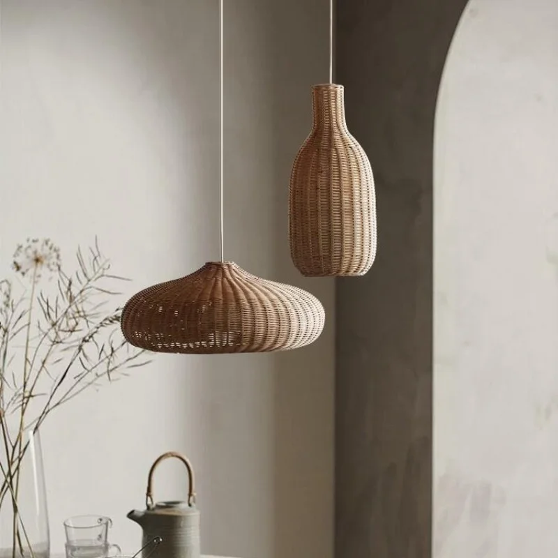 

Bamboo Rattan Woven Chandelier Tea Room Chinese Style Homestay Restaurant Hanging Light Living Room Bedside Bedroom Pendant Lamp