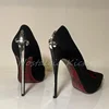 Fashion Suede Stiletto Heel Sword Design Pumps Pointed Toe Metal Embellished Elegant Evening Shoes Party Ladies Dress Shoes 4