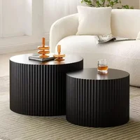 Round Coffee Table Sets, Nesting Coffee Tables for Living Room, Modern Wooden Side Tables Accent End Table for Home, Café Tables 1