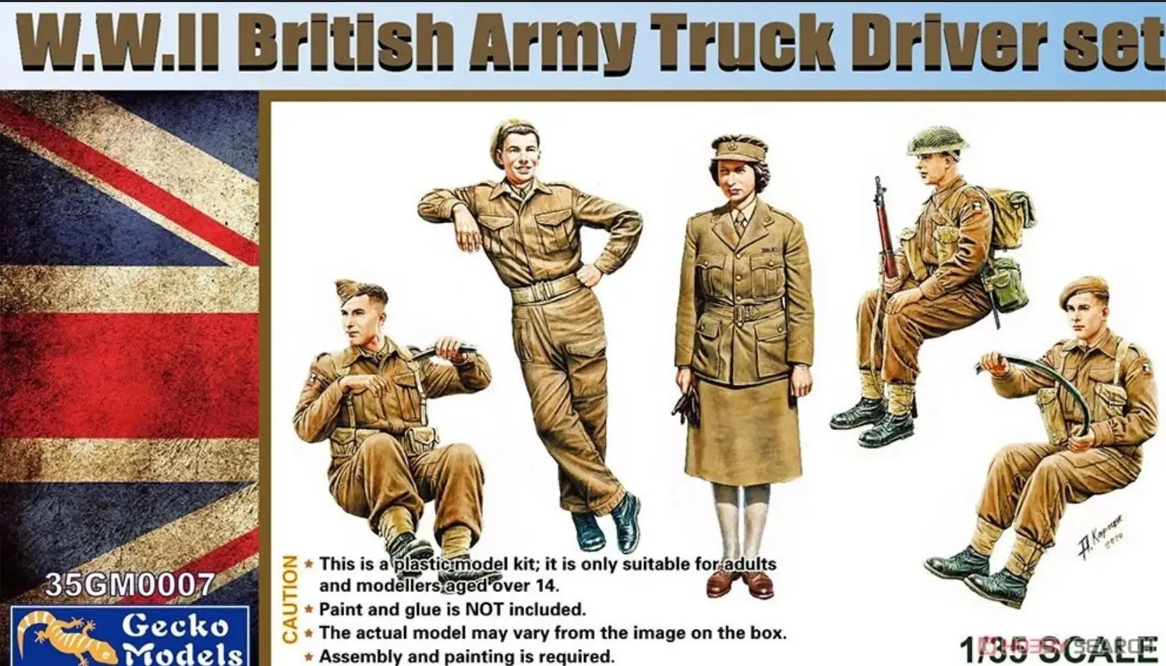 Gecko 모델 영국 육군 트럭 운전사 세트, 플라스틱 모델, 35GM0007, 1/3..