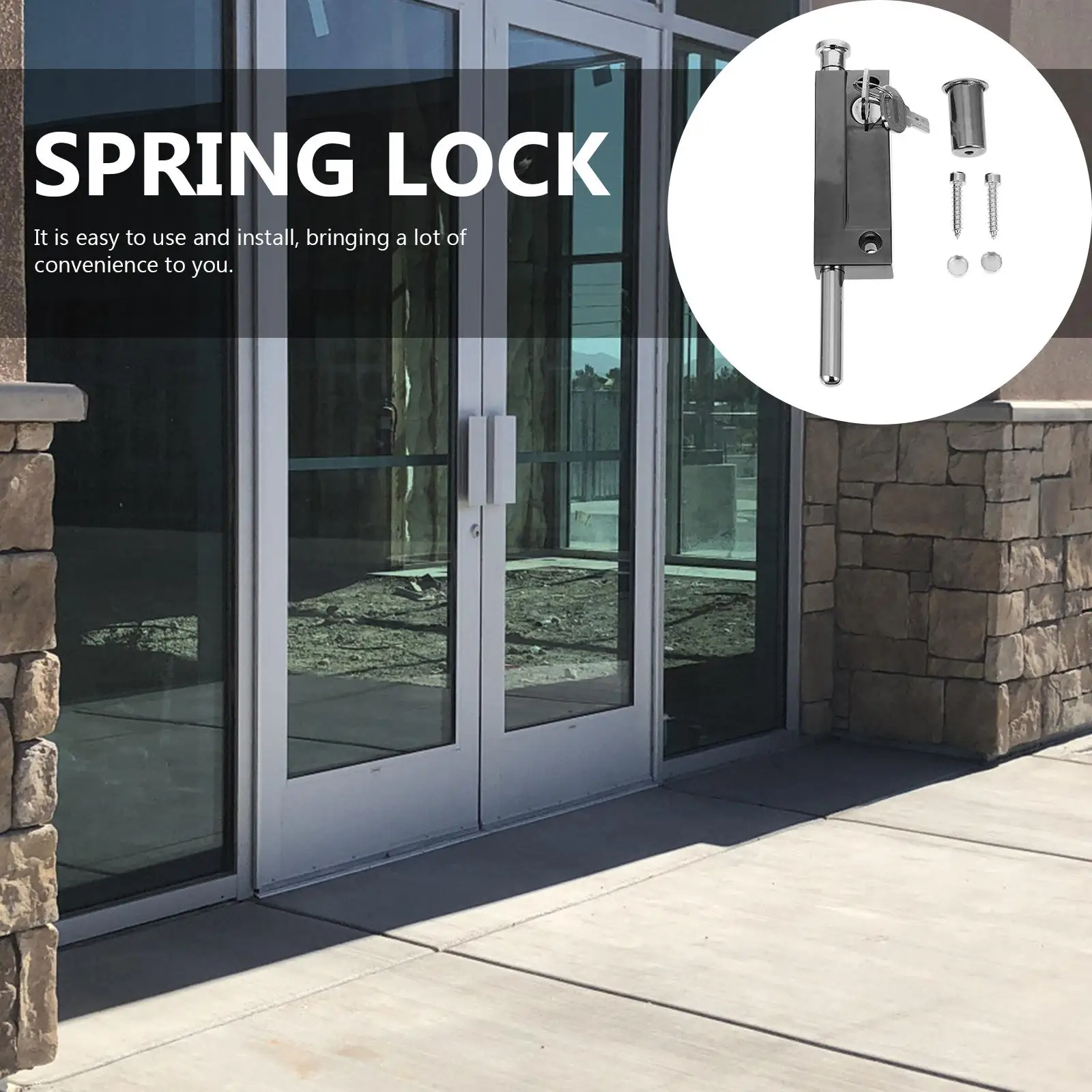 Door Bolt Lock Zinc Alloy Security Slide Bolt Lock Spring Latch Spring Automatic Revolving Door