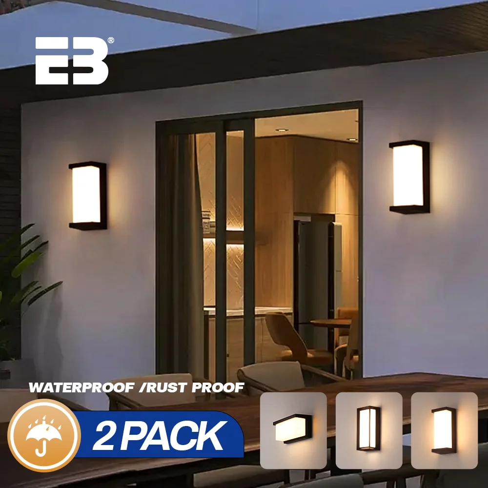 Energy-Saving 24W Outdoor Wall Lamp 2 Pack-Hardwired Global Voltage LED Lighting for House/Garage wall light outdoor porch light