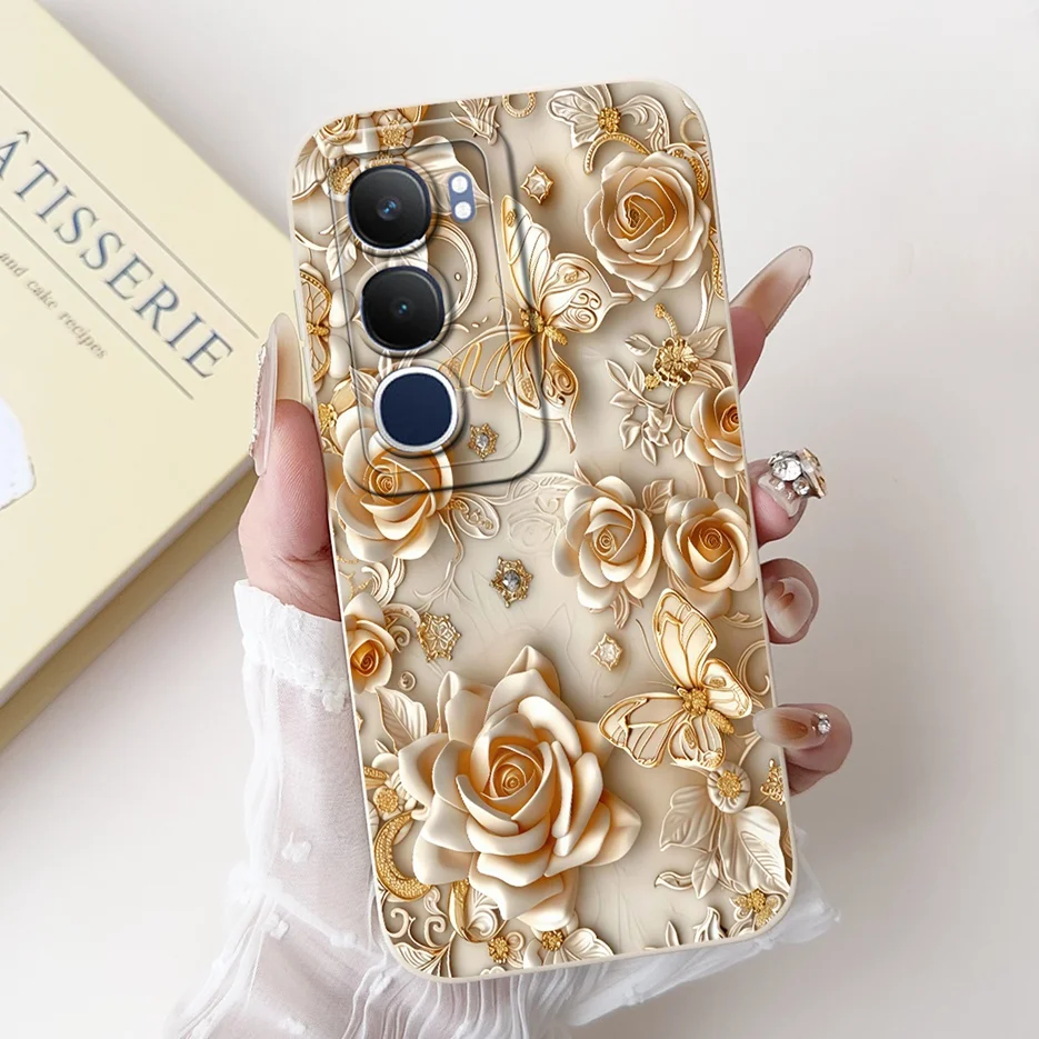 Vivo Y19s Cute Cat Grid Pattern Shockproof Silicone Phone Case
