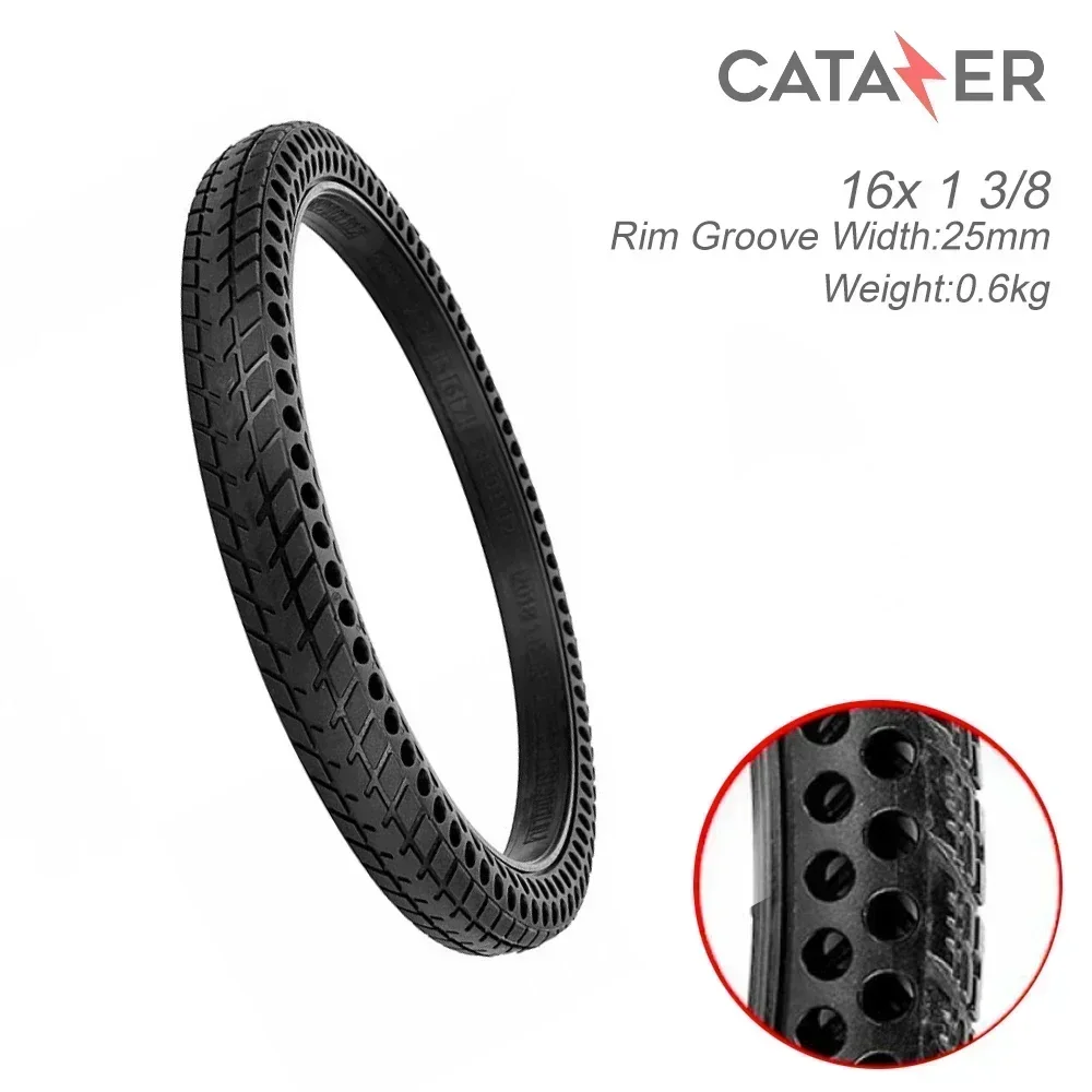 

16×1 3/8 Bicycle Tire Perforated Shock Absorbing Tyre Explosion-Proof Solid Tires Non-pneumatic Airless Ever Tire