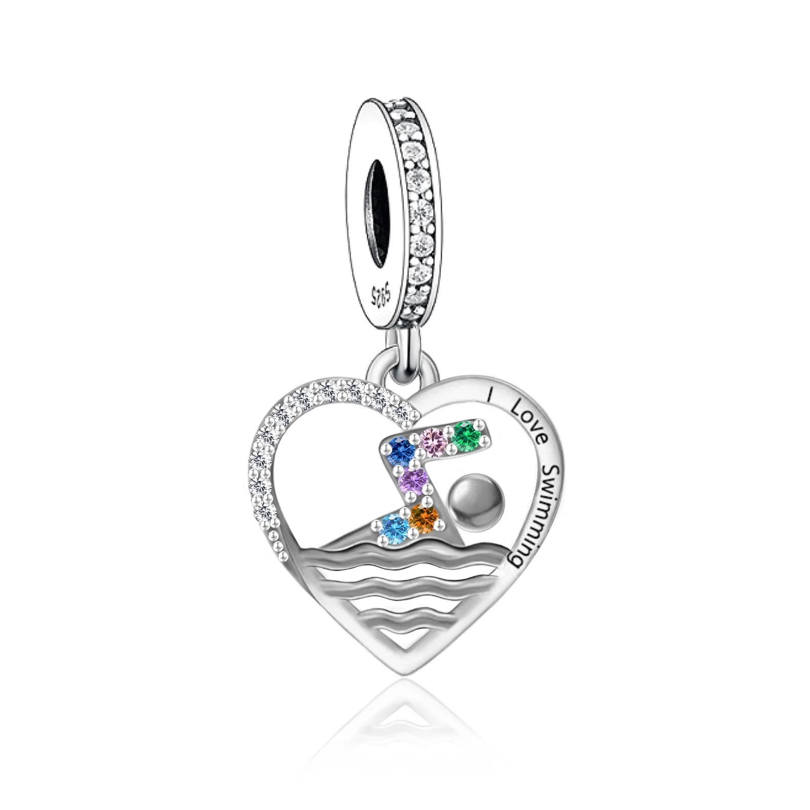 FC Jewelry Fit Original Pan Charms Bracelet 925 Sterling Silver Love Swimming Swimmer Bead For Making Coach Daughter Berloque 5
