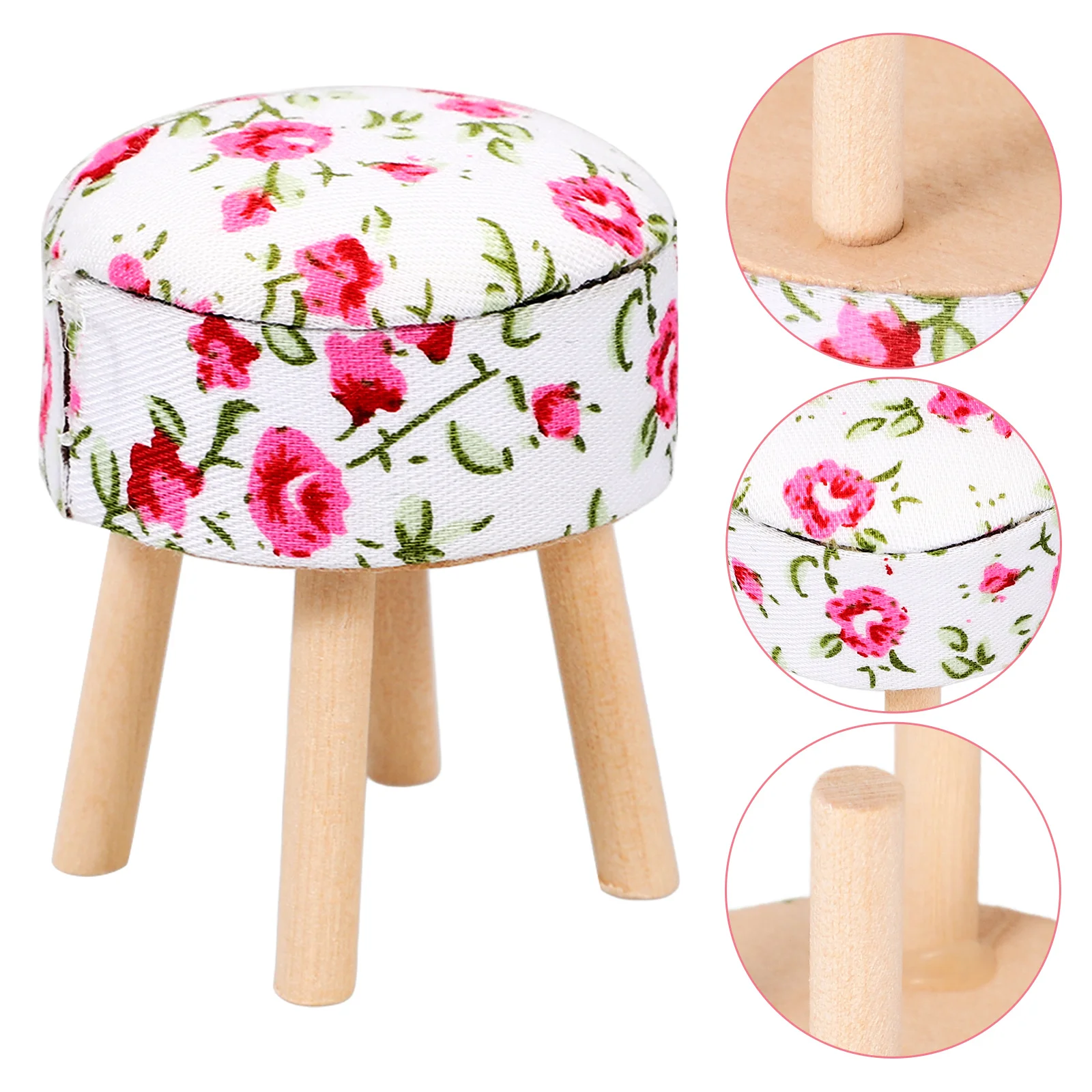 

Miniature Bar Counter Chairs Tall Stool Round Bench Wood Small Wooden Stools Model