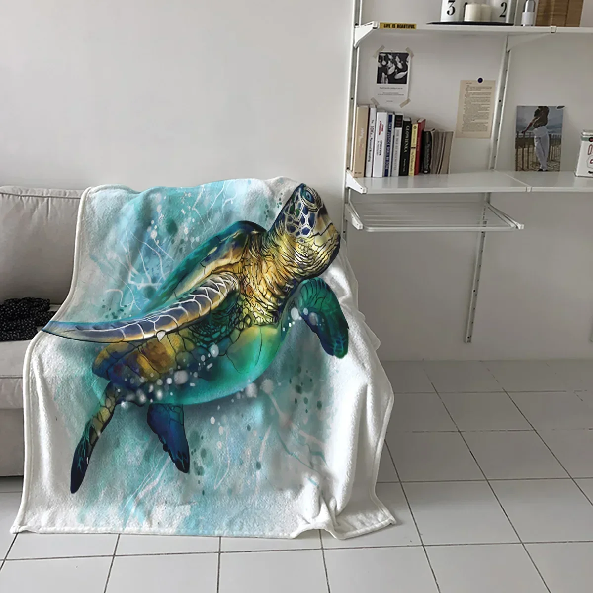 Turtle Blue Sea Bubble Throw Blanket Warm Microfiber Flannel Blanket Bedroom Decor Blankets For Beds 4